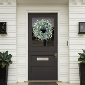 Sggvecsy Blue Daisy Wreath grapevine base looks sturdy and authentic.