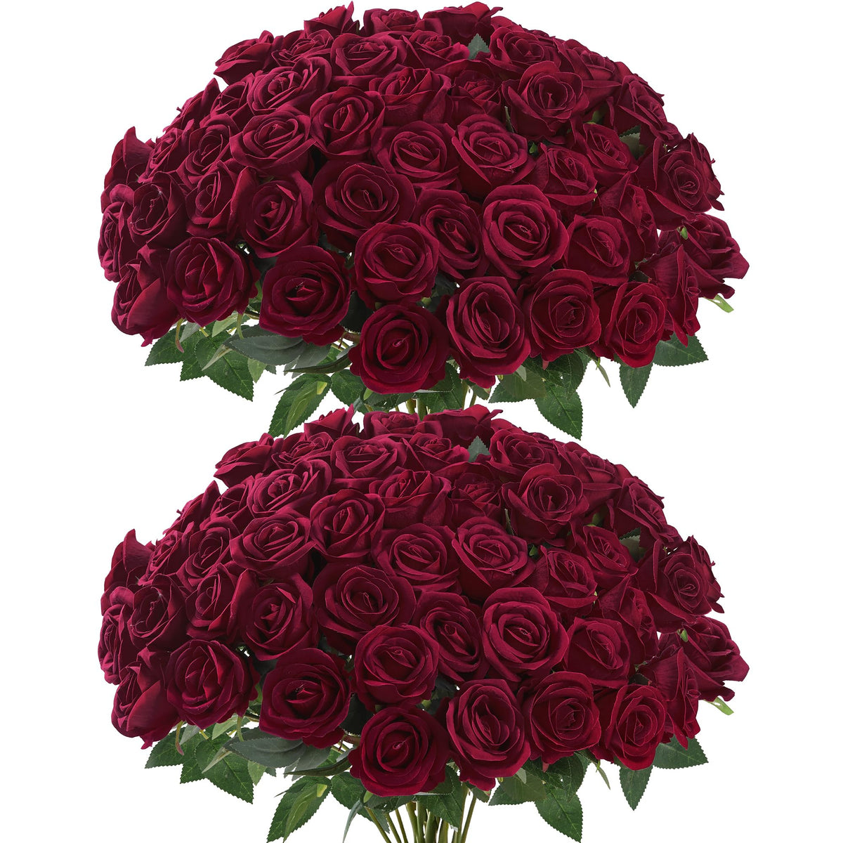 Sggvecsy Burgundy velvet rose 50pc with 20-inch stems for elegant bouquets.