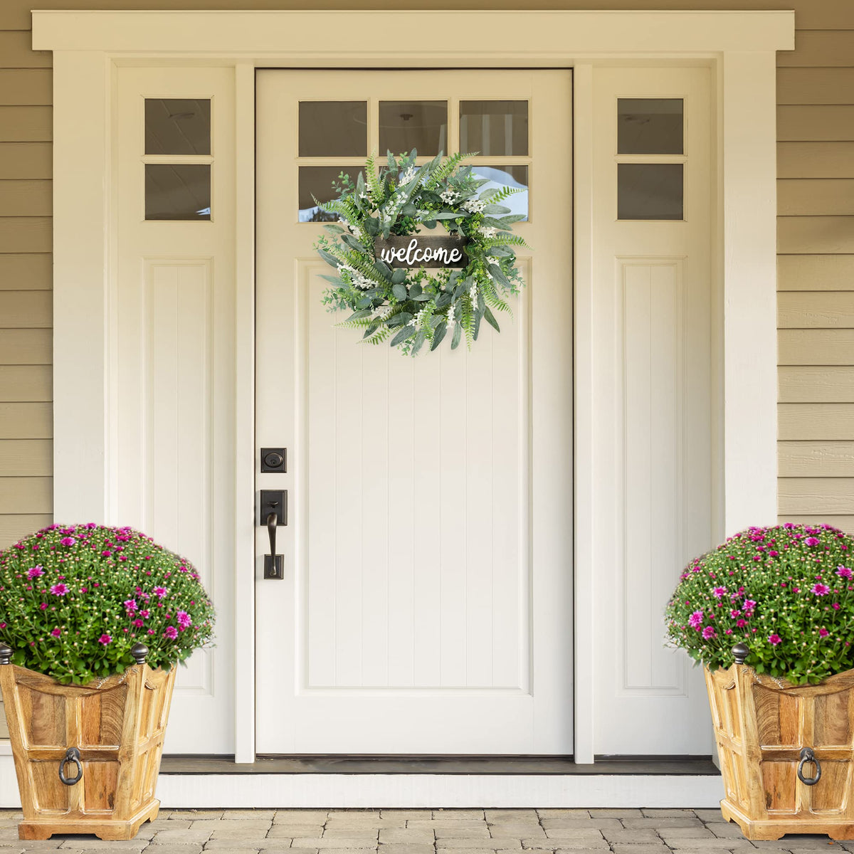Sggvecsy eucalyptus wreath featuring white berries for walls or windows
