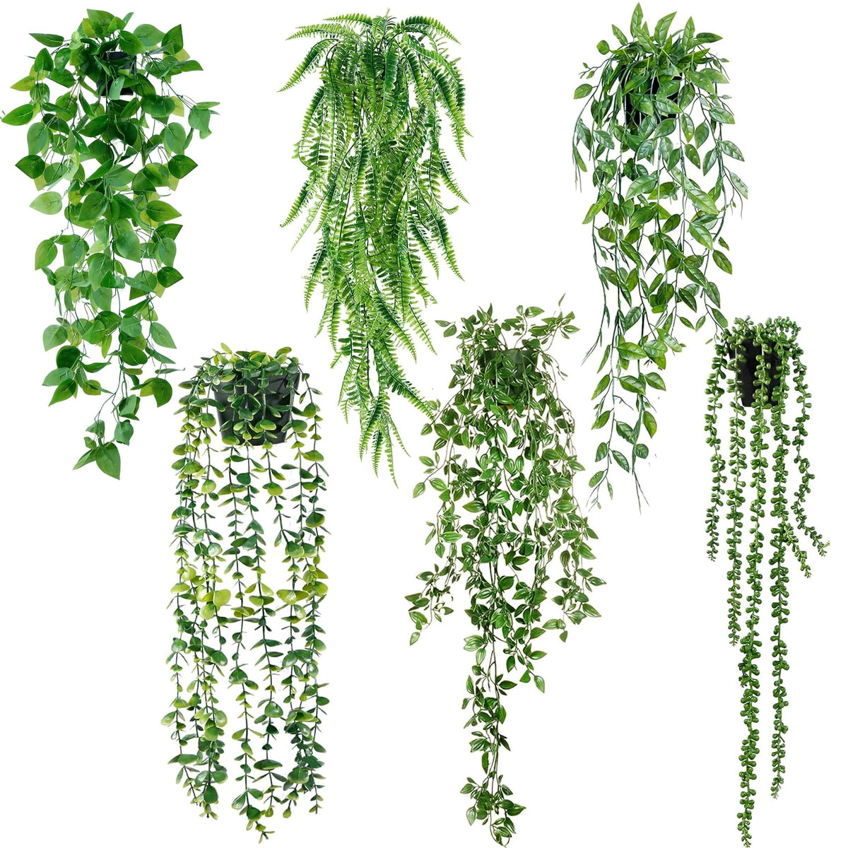Sggvecsy fake eucalyptus leaves hanging plant in pot adds natural greenery to living spaces.