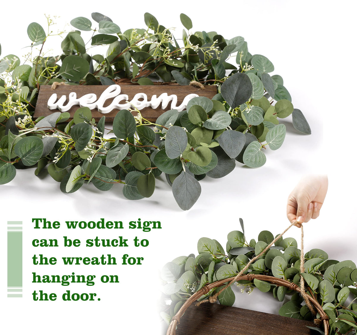 Sggvecsy welcome-sign wreath suits indoor and covered outdoor spaces for festivals and celebrations.