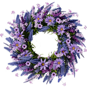 Sggvecsy front door lavender wreath with vibrant faux lavender focal point