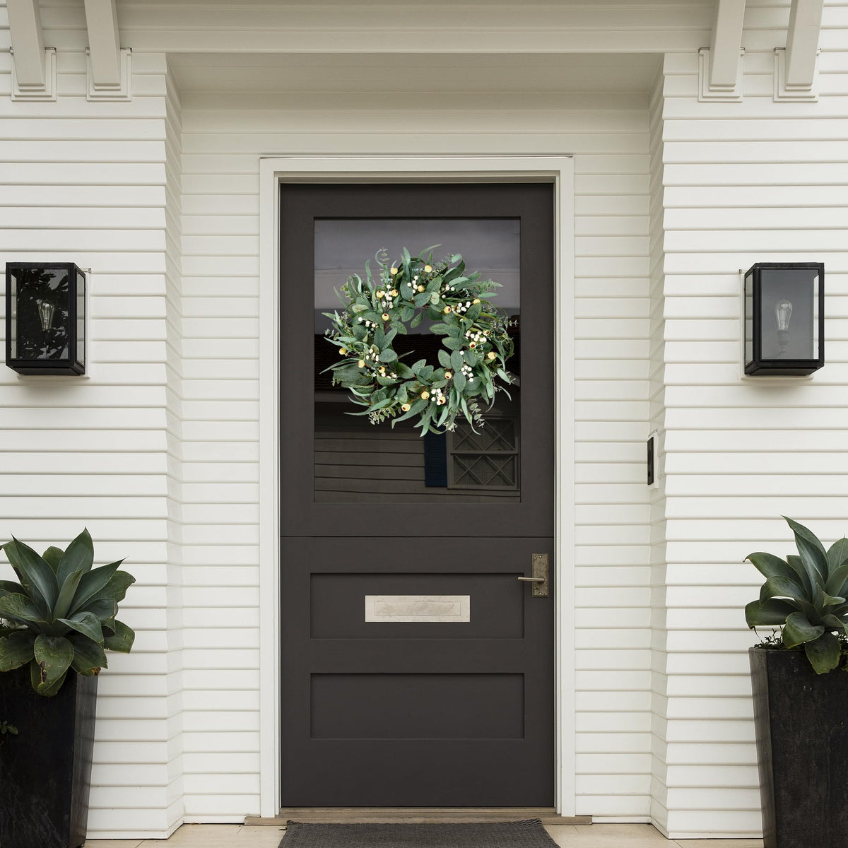 Sggvecsy greenery wreath with white berries for seasonal accents