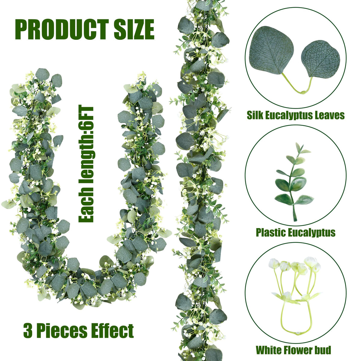 Sggvecsy indoor-outdoor garland suits walls, mantles, or doors.