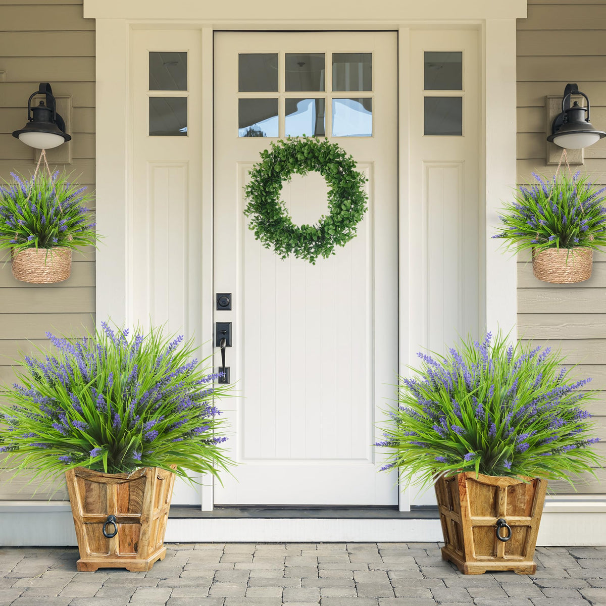 Sggvecsy monkey grass artificial plants UV-resistant greenery for lasting outdoor color.