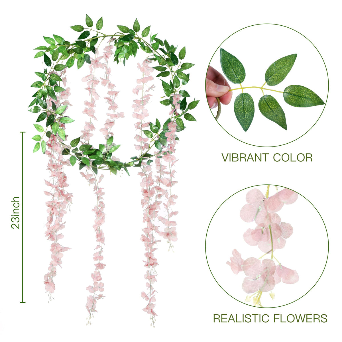 Sggvecsy pink wisteria garland enhances indoor decor with soft silk petals