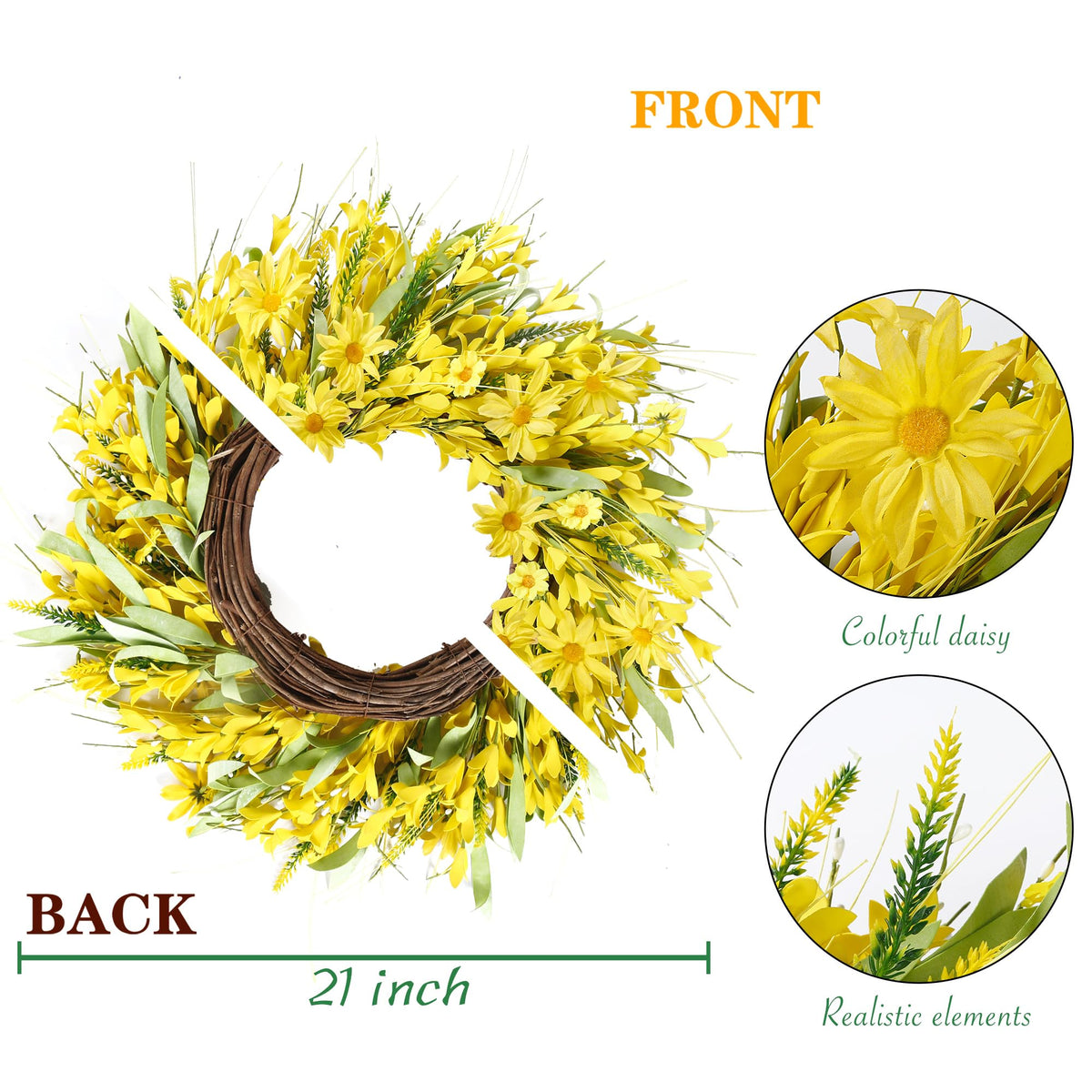 Sggvecsy wreath cleans easily with a dry cloth and stays vibrant.