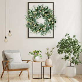Sggvecsy wreath wall decor with realistic silk leaves
