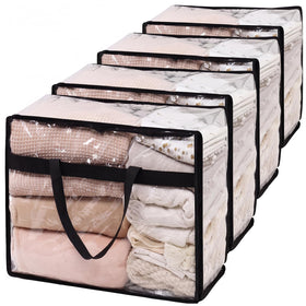 SGHUO 4-pack blanket storage bags, front view, keeps clothes neatly organized