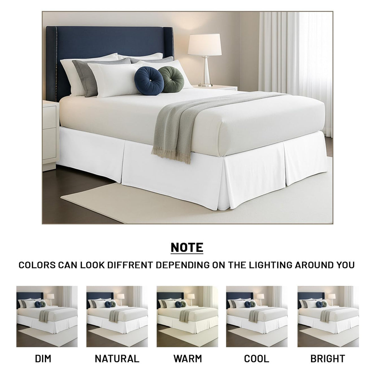 SGI Bedding white dust ruffle with elegant pleats complements any bedroom.