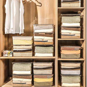 Sgoostood clear storage bin with lid in medium size organizes clothes and toys neatly.