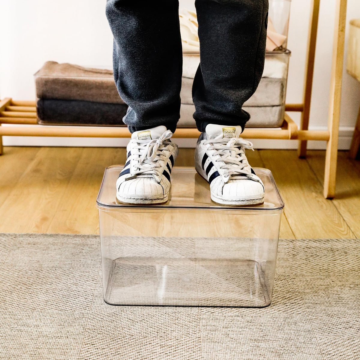 Sgoostood oversized packaging boxes help sort bulk pantry items efficiently.