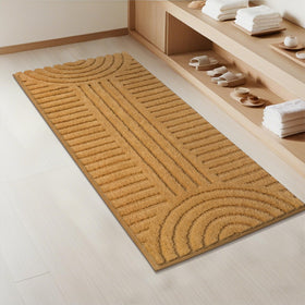 SHACOS 24x60 mustard rug dimensions shown for space planning
