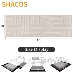 SHACOS beige arch-pattern area rug defines spaces with warm Nordic-inspired style