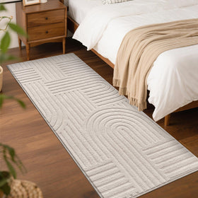 SHACOS geometric wave arch texture rug enhances living rooms with subtle visual interest