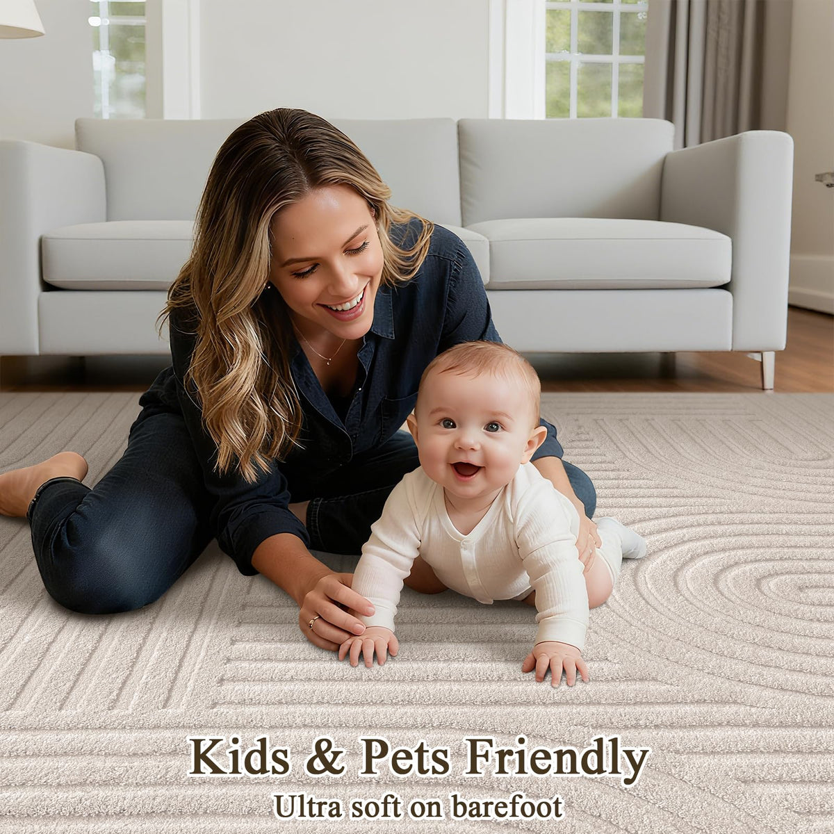 SHACOS kid and pet friendly rug handles busy households