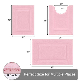 SHACOS pink bathroom rug set 20x32 large area for soft warmth by sink.