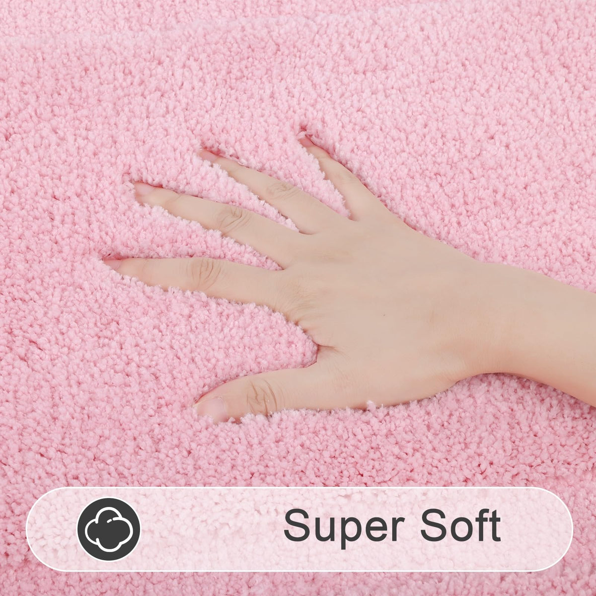 SHACOS pink U-shaped rug 20x24 for toilet area with plush comfort.