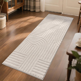 SHACOS soft cozy arch pattern high-low pile rug adds cushioned comfort to floors