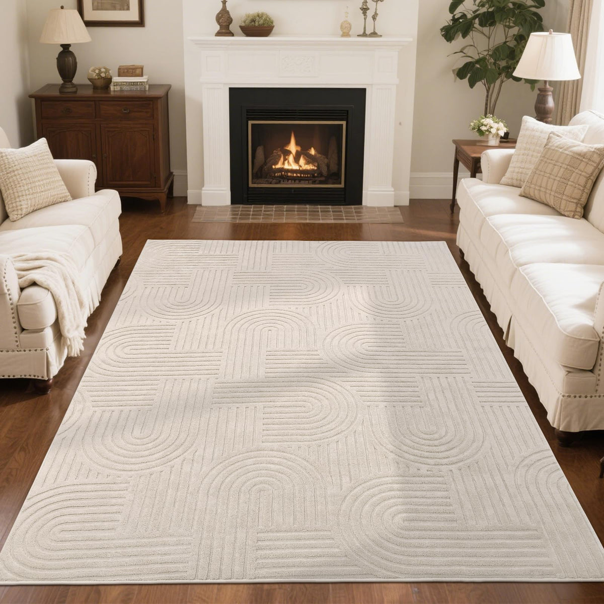 SHACOS soft cozy fluffy arch-pattern rug 6x9 beige for warm living spaces