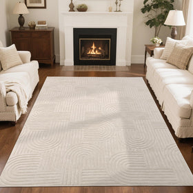SHACOS soft cozy fluffy arch-pattern rug 6x9 beige for warm living spaces
