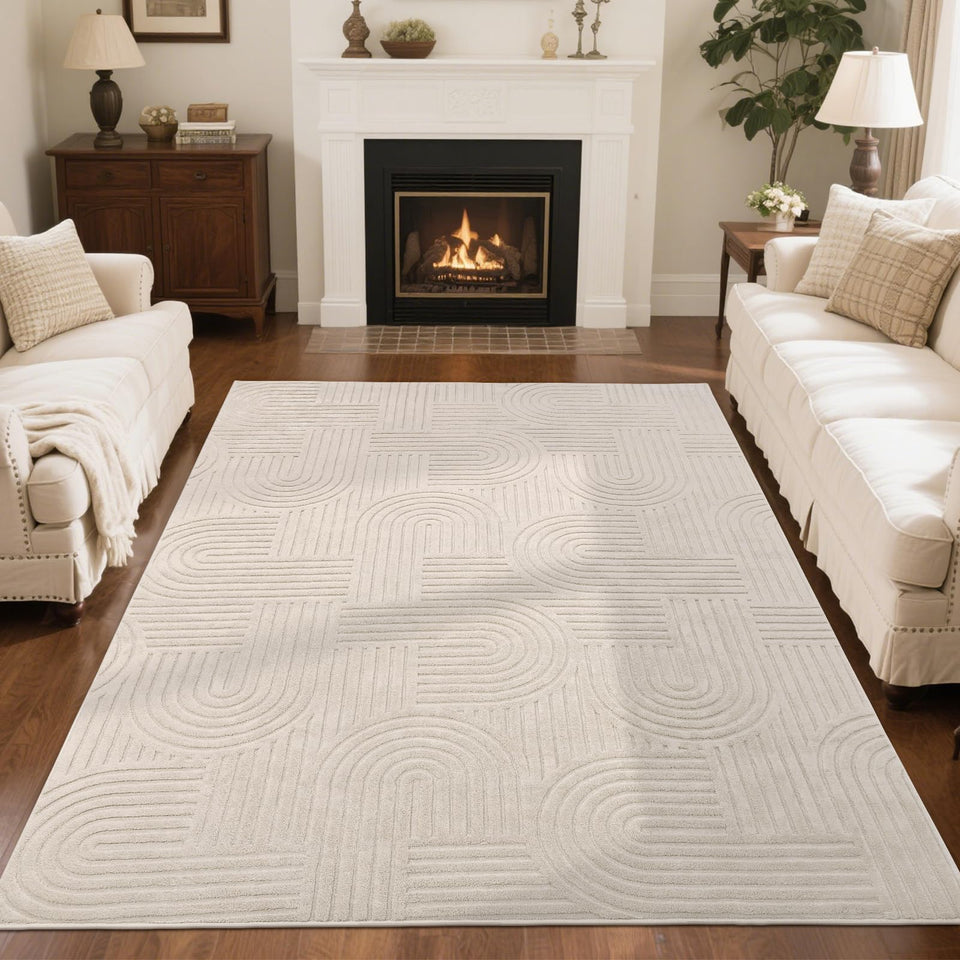 SHACOS soft cozy fluffy arch-pattern rug 6x9 beige for warm living spaces