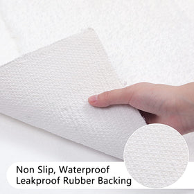 SHACOS rug backing close-up shows non-slip TP rubber grip on damp floors