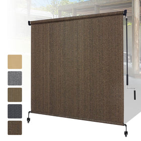 Shade&Beyond splice-design outdoor roller shade in mocha for privacy
