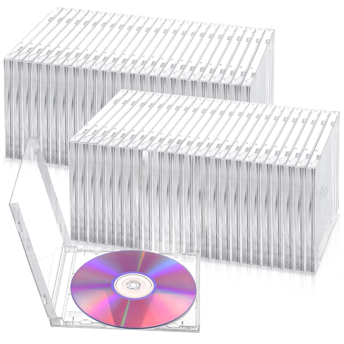 SHANDERBAR 25-pack CD jewel case front view showing crystal-clear visibility for disc labels