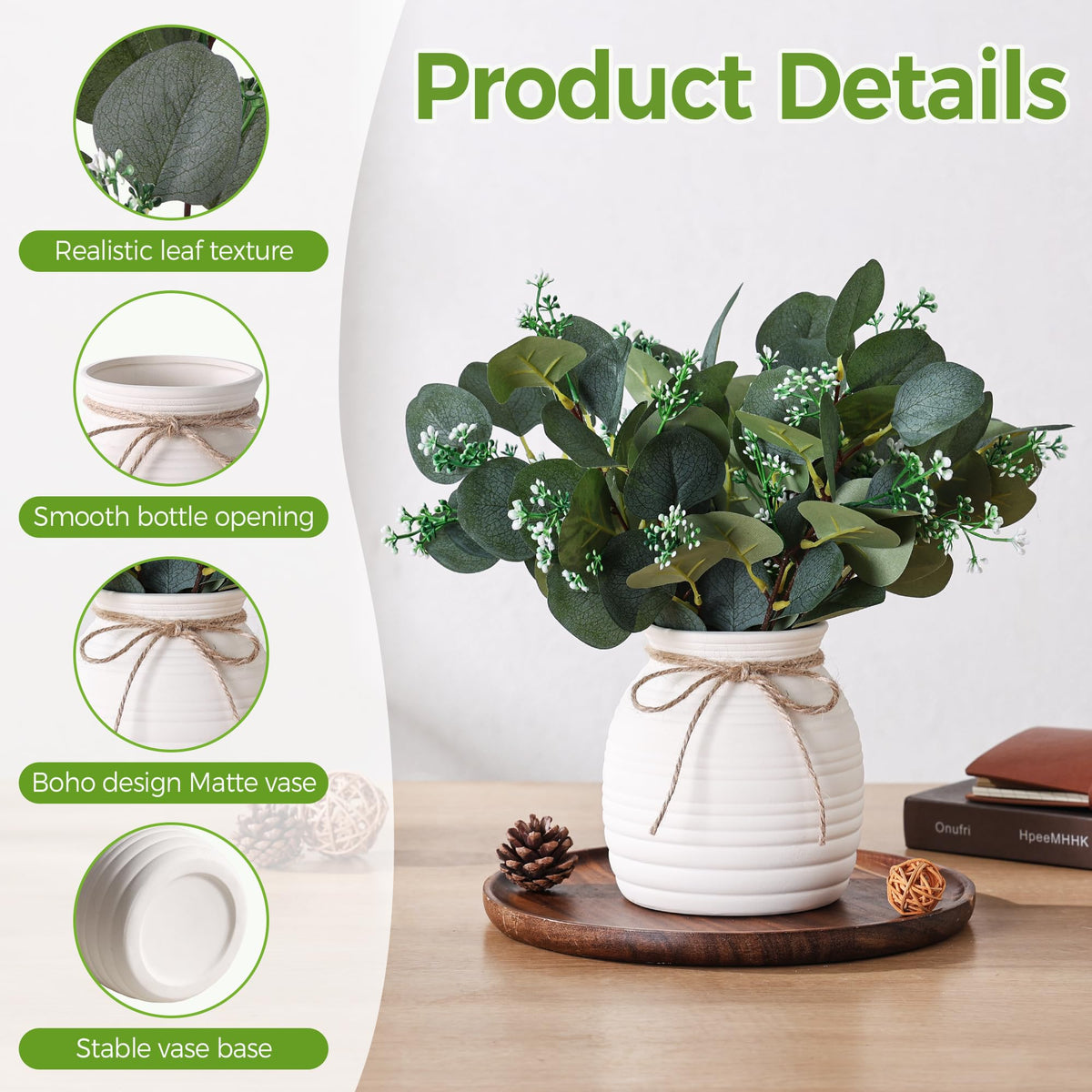 Shanranplus housewarming gift idea with artificial eucalyptus arrangement.
