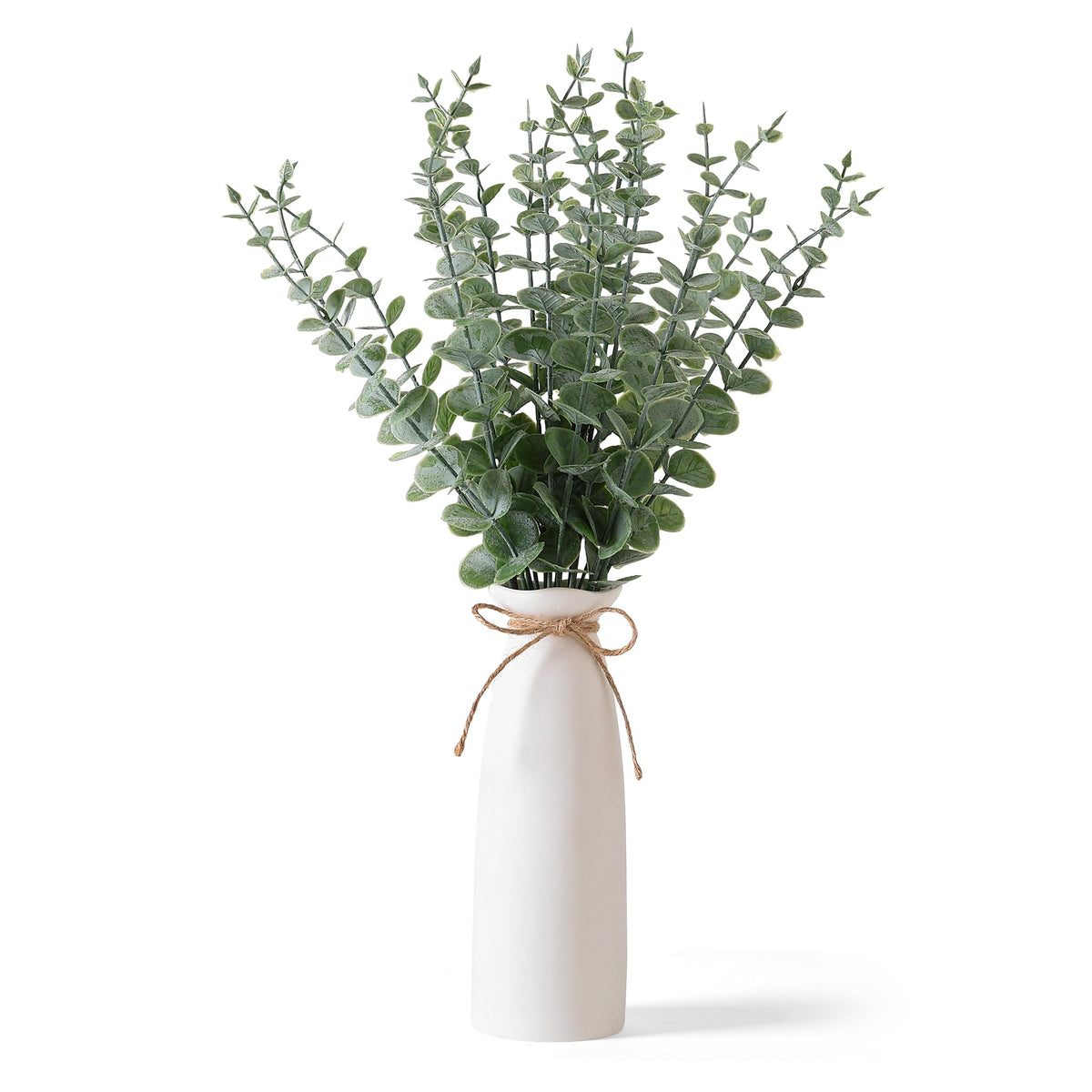 Shanranplus vase with artificial eucalyptus for elegant home decor.