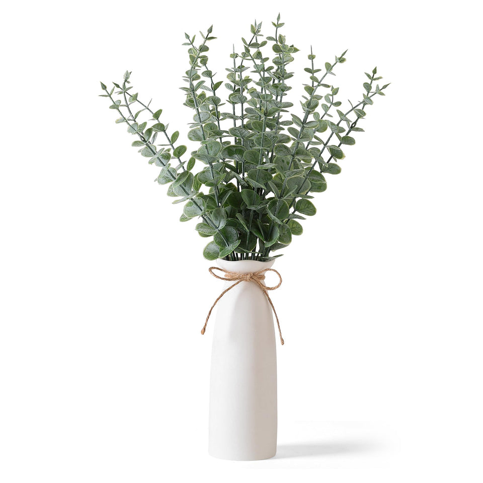 Shanranplus vase with artificial eucalyptus for elegant home decor.