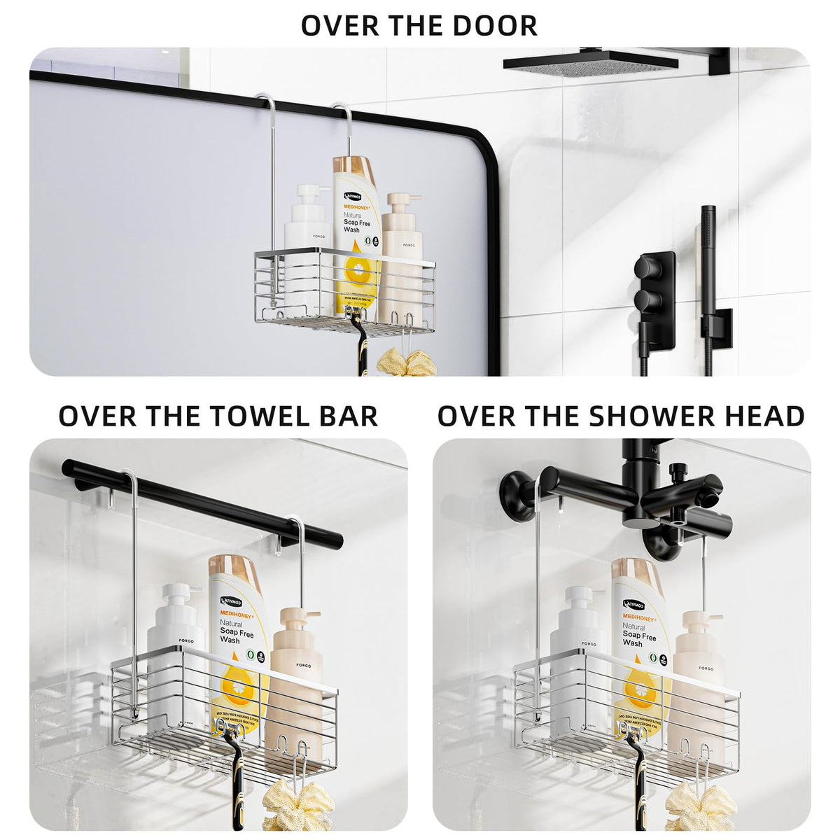 SHANSHUI 360-degree rotatable caddy enables easy reach while showering