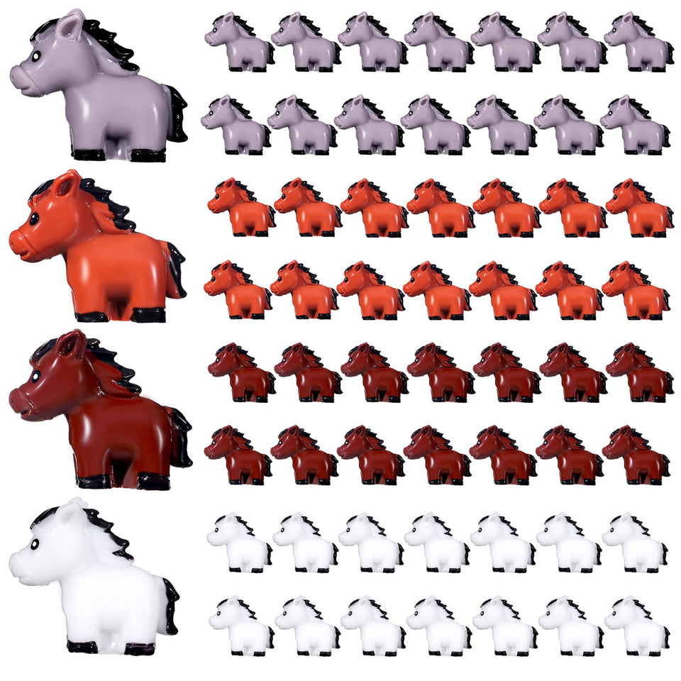 Shappy mini horse figures for colorful terrarium and craft decor.