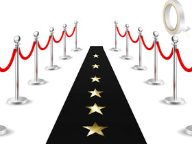 Shappy black carpet runner laid along an aisle for a dramatic entrance