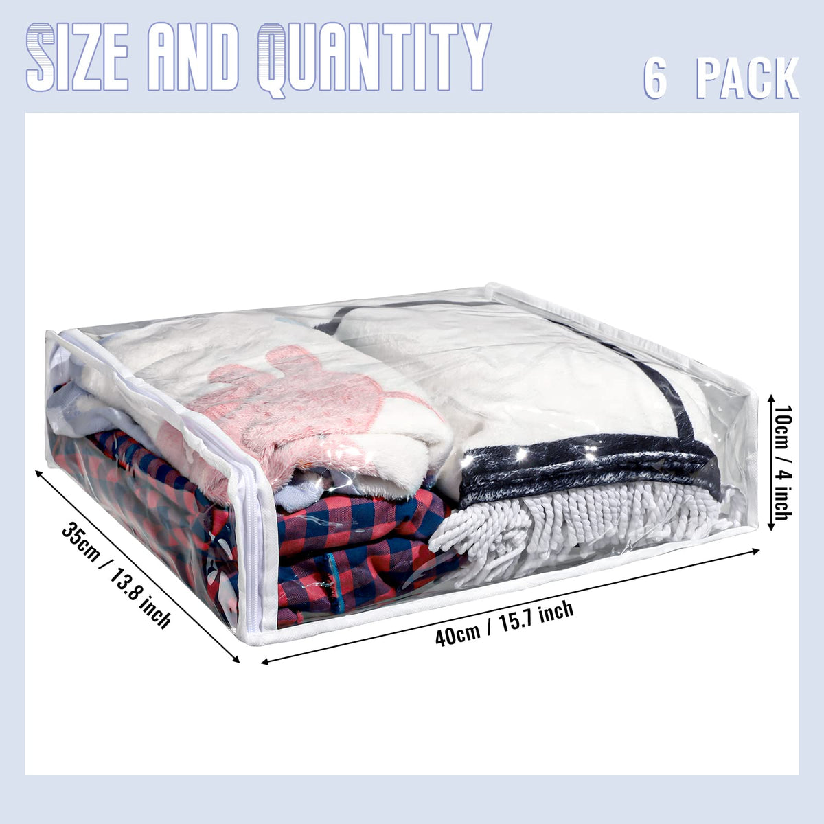 Shappy clear zippered bag for clothes, supports easy closet organization