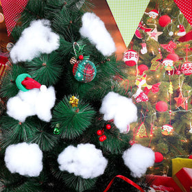 Shappy fluffy white snow fabric feels light and soft for decor.