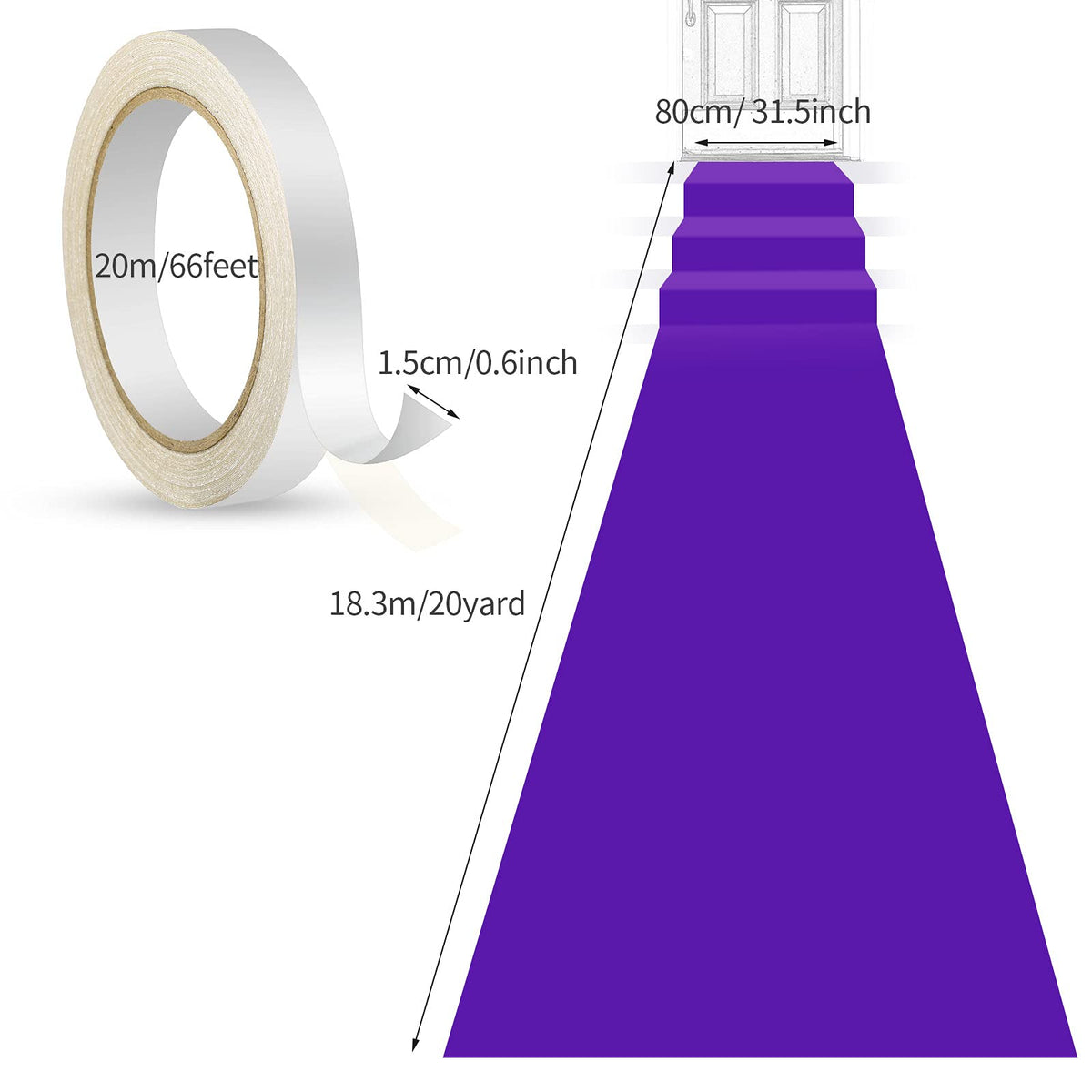 Shappy purple carpet tape roll for secure attachment and easy removal.