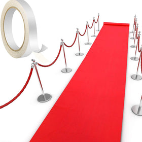 Shappy red carpet runner laid out for weddings and events, 2.6 x 16.4 ft.