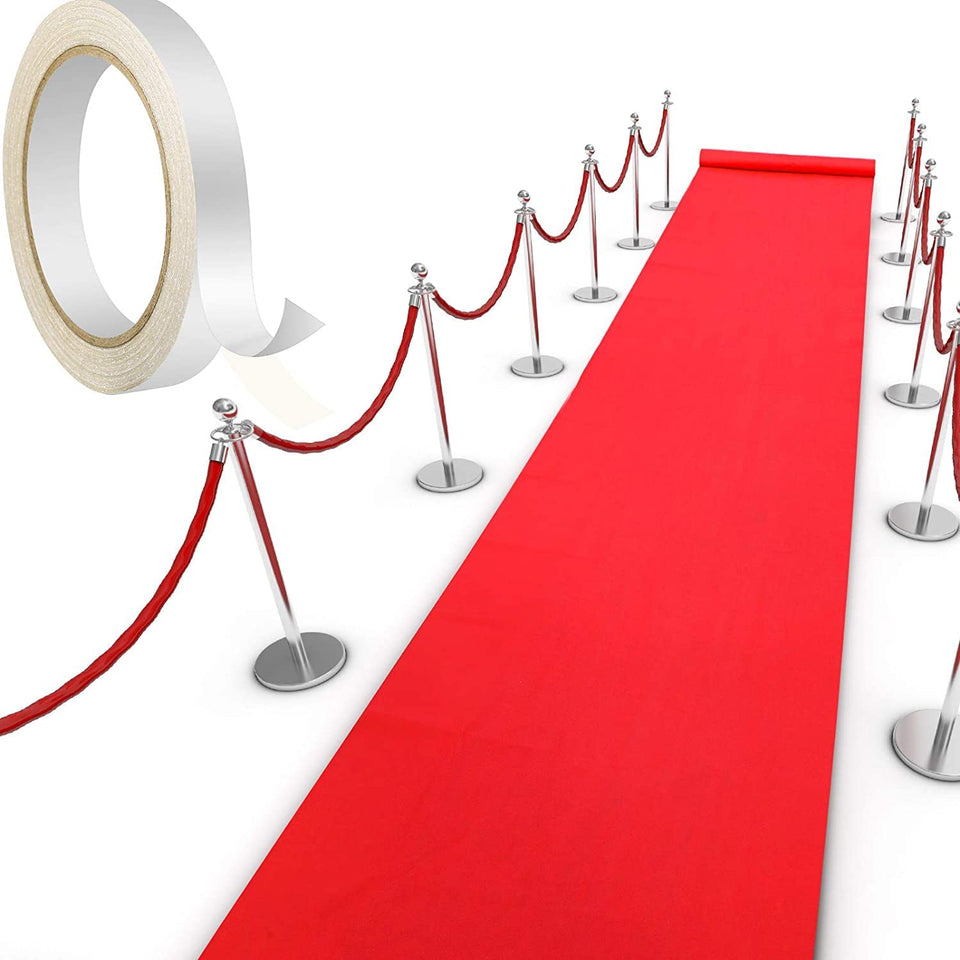 Shappy red carpet runner laid out for weddings and events, 2.6 x 16.4 ft.