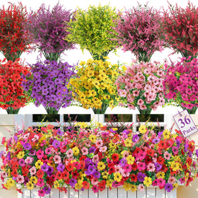 SHareconn 36-bundle outdoor flowers for porch decor with UV resistance