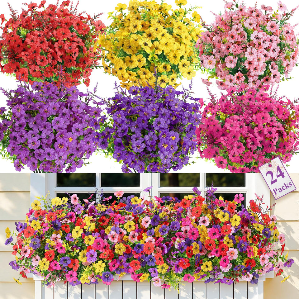 SHareconn outdoor flowers with colorful daisy-eucalyptus-lavender mix for porch decor.