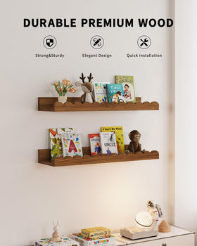 Shario floating wall shelves for kids room with easy access