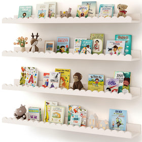 Shario nursery book shelves white floating 36-inch units keeping books within reach