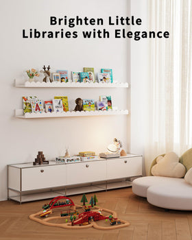 Shario toddler room shelves white floating 36 inches for easy access
