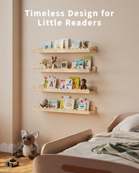 Shario toddler room wall shelves keep toys and books tidy