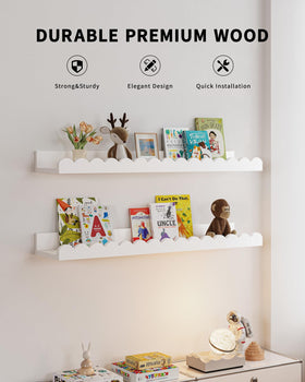 Shario wall-mounted shelves help create compact, tidy storage in small spaces.
