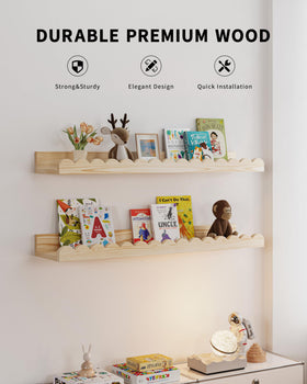 Shario wall shelves for kids room create easy access to favorites