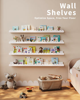 Shario white floating shelves for kids nursery 36 inches tidy spaces