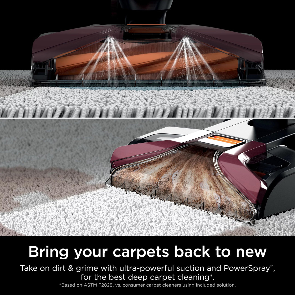 Shark EX150 built-in spot stain eliminator demonstrates convenient on-demand treatment